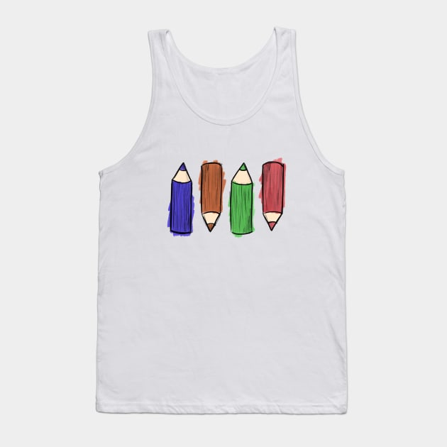 Color pencils: purple, orange, green and red Tank Top by Kamaripen